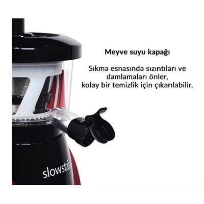 Tribest SW-2000-F Slowstar Soğuk Sıkım Katı Meyve ve Sebze Sıkacağı, Kırmızı - 4