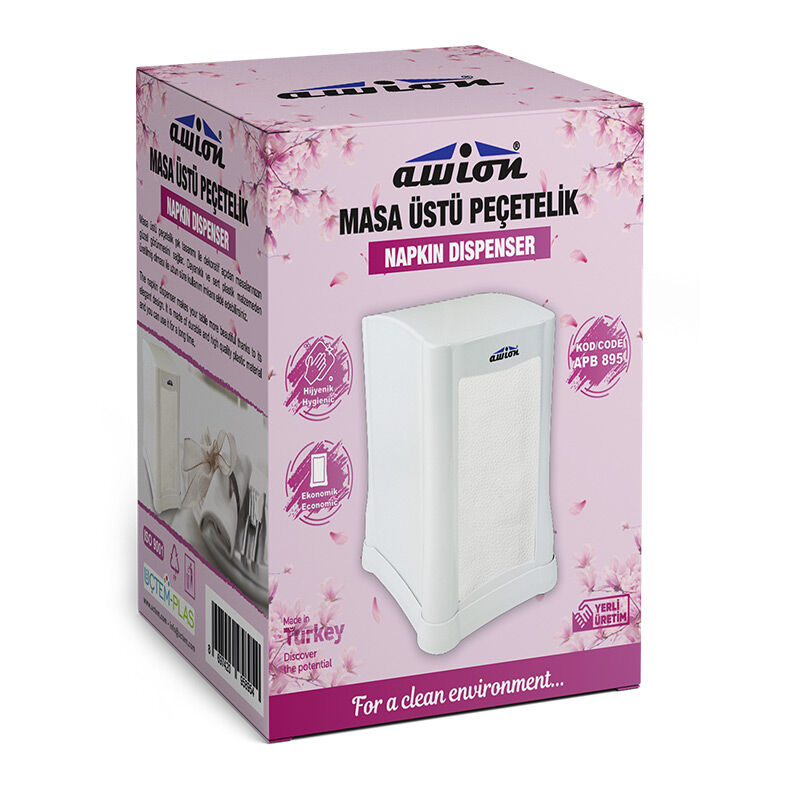 Üçtem APB895 Desktop Napkin Holder, 10x8x15 cm, White - Rindo