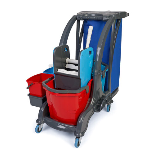 Üçtem HCK672 Hercules Double Bucket Canvas Cleaning Trolley, 2x25 L, 100x53x80 cm - Üçtem