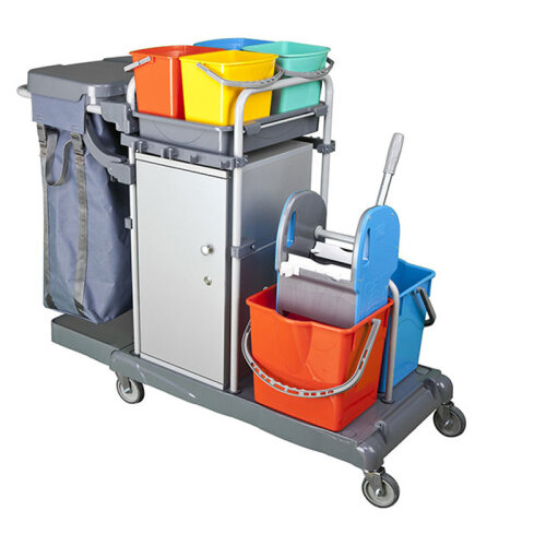 UTP Professional KA801SB Smart Dolaplı Kat Arabası, 1 Çöp Bölmeli, 133x52x102 cm - UTP Professional