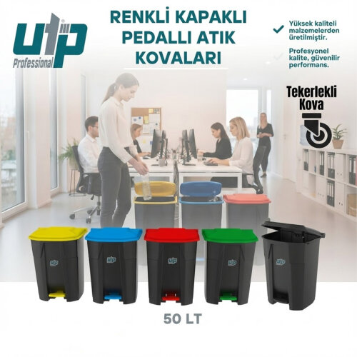 UTP Professional UTP370 Pedallı Çöp Kovası, 50 L, Sarı - 2