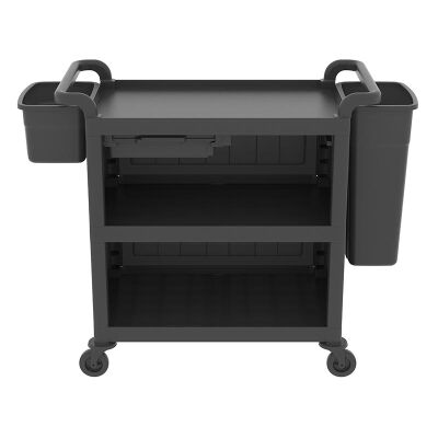 UTP Professional UTP282 Kapalı Çöp ve Çatal Kaşık Aparatlı 3 Katlı Servis Arabası, 130x53x98 cm - UTP Professional