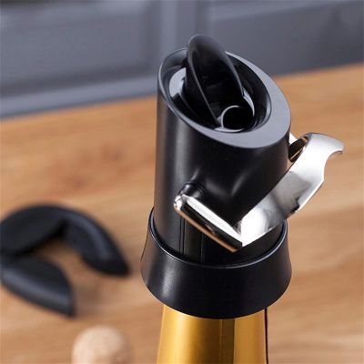 Vacu Vin 18804606 Şampanya Kilit Ağızlı ve Damla Korumalı, Siyah - 6