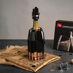 Vacu Vin 18804606 Şampanya Kilit Ağızlı ve Damla Korumalı, Siyah - Thumbnail
