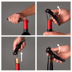 Vacu Vin 68854606 Single Shot Corkscrew, Black - 4