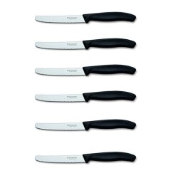 Victorinox Swiss Classic 6.7833.6 6'lı Tırtıklı Domatas ve Sofra Bıçağı, 11 cm, Siyah - 1