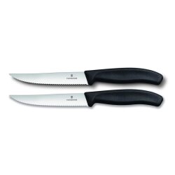 Victorinox Swiss Classic 6.7933.12B Blisterli 2'li Tırtıklı Biftek Bıçağı, 12 cm, Siyah - 1