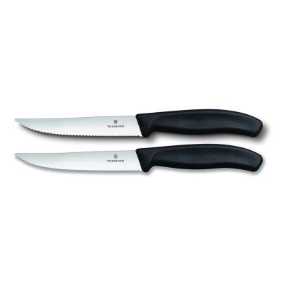 Victorinox Swiss Classic 6.7933.12B Blisterli 2'li Tırtıklı Biftek Bıçağı, 12 cm, Siyah - 1