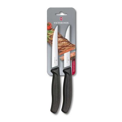 Victorinox Swiss Classic 6.7933.12B Blisterli 2'li Tırtıklı Biftek Bıçağı, 12 cm, Siyah - 2