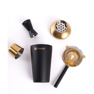 Vosco VSC-K3G 3 Parça Golden Bar Kokteyl Seti, Siyah - Vosco