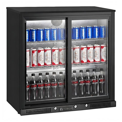 Vosco VBBC-250S Çift Sürgü Kapılı Bar Arkası Şişe Soğutucu Dolap, 238 L, Siyah - Vosco