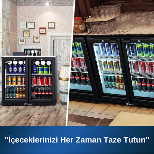 Vosco VBBC-250S Çift Sürgü Kapılı Bar Arkası Şişe Soğutucu Dolap, 238 L, Siyah - 3