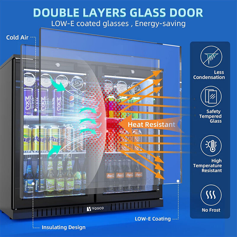Vosco VBBC-250S Çift Sürgü Kapılı Bar Arkası Şişe Soğutucu Dolap, 238 L, Siyah - Vosco