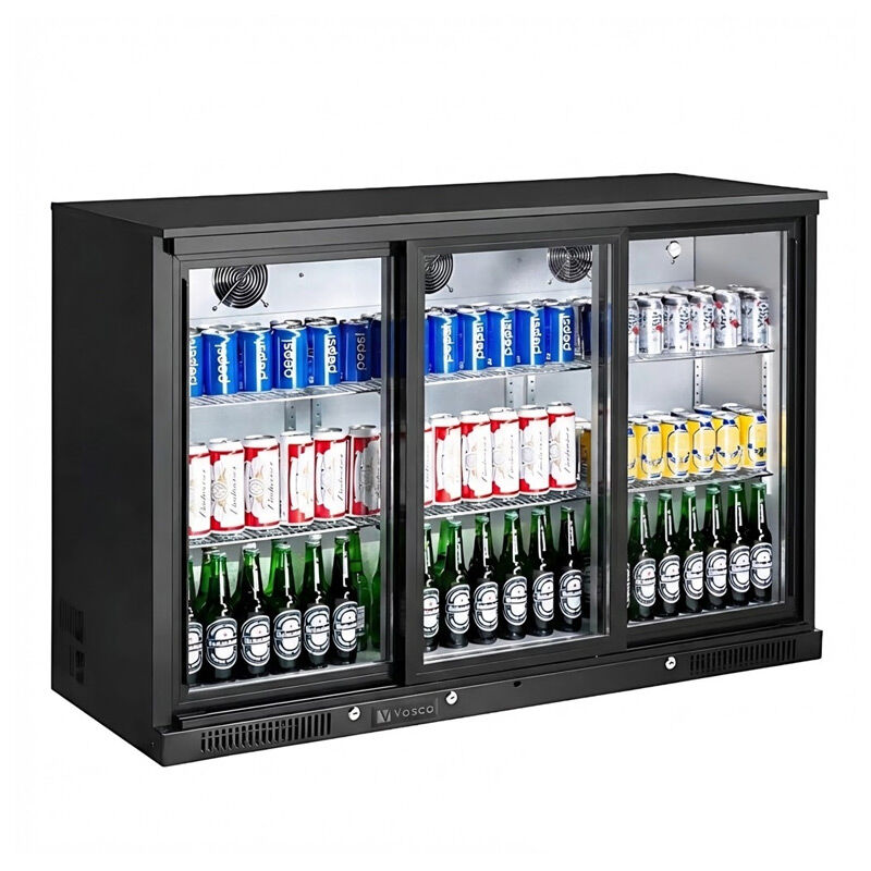 Vosco VBBC-350S Üç Sürgü Kapılı Bar Arkası Şişe Soğutucu Dolap, 338 L, Siyah - Vosco