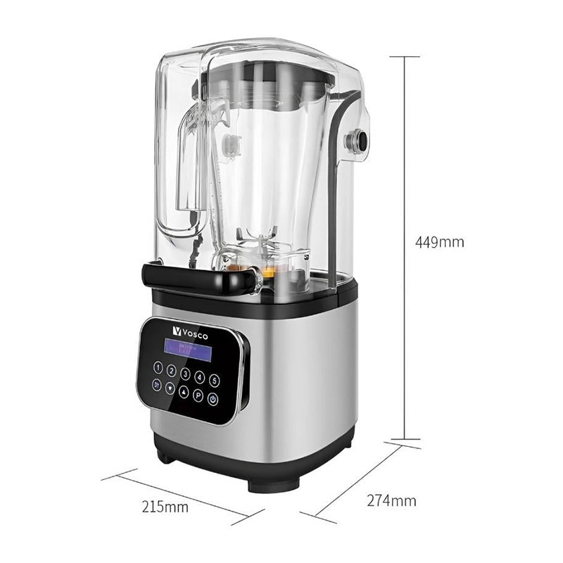 Vosco VHS-212C Pro Silent Gürültü Önleyici Kapaklı Dijital Bar Blender, 2 L, 2200 W, Gri - Vosco