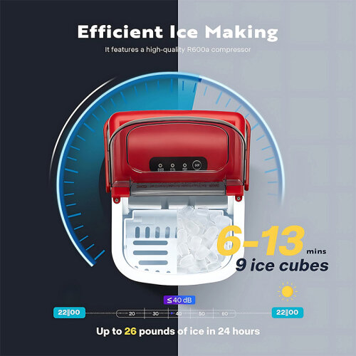 Vosco VHZB-12H Set Üstü Parmak Buz Makinesi, 12 kg/gün Kapasiteli, Kırmızı - Vosco (1)