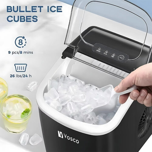 Vosco VHZB-12H Set Üstü Parmak Buz Makinesi, 12 kg/gün Kapasiteli, Siyah - 5