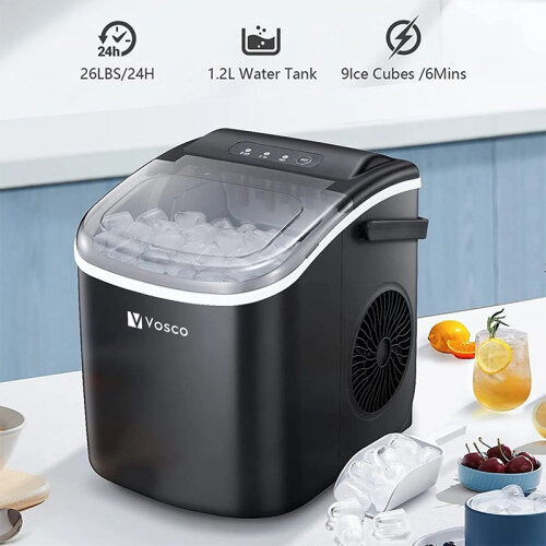 Vosco VHZB-12H Set Üstü Parmak Buz Makinesi, 12 kg/gün Kapasiteli, Siyah - 2