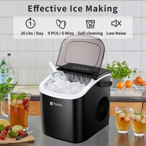 Vosco VHZB-12H Set Üstü Parmak Buz Makinesi, 12 kg/gün Kapasiteli, Siyah - 10