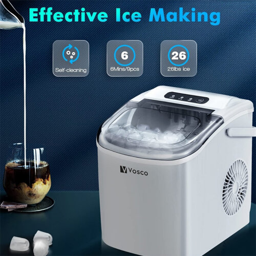 Vosco VHZB-12HB Set Üstü Parmak Buz Makinesi, 12 kg/gün Kapasiteli, Beyaz - 2