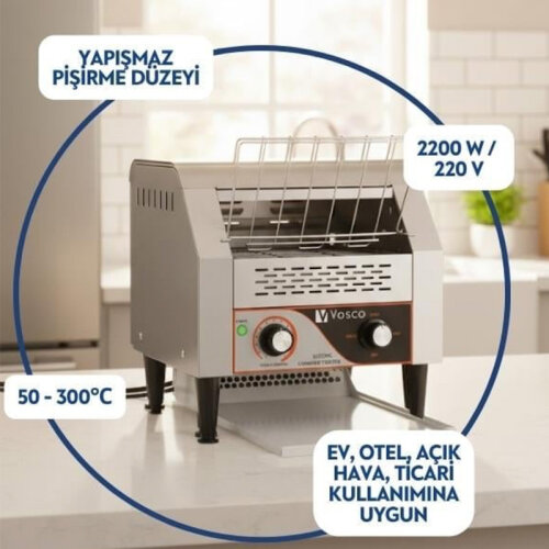 Vosco VKB-300 Konveyörlü Ekmek Kızartma Makinesi, Elektrikli - 4