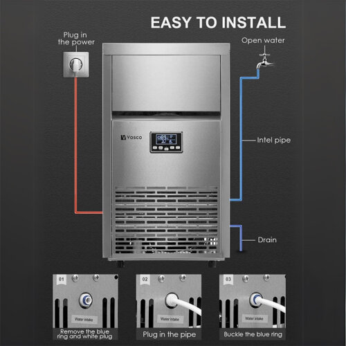 Vosco VSC-65/S Hazneli Küp Buz Makinesi, 65 kg/gün Kapasiteli - 6