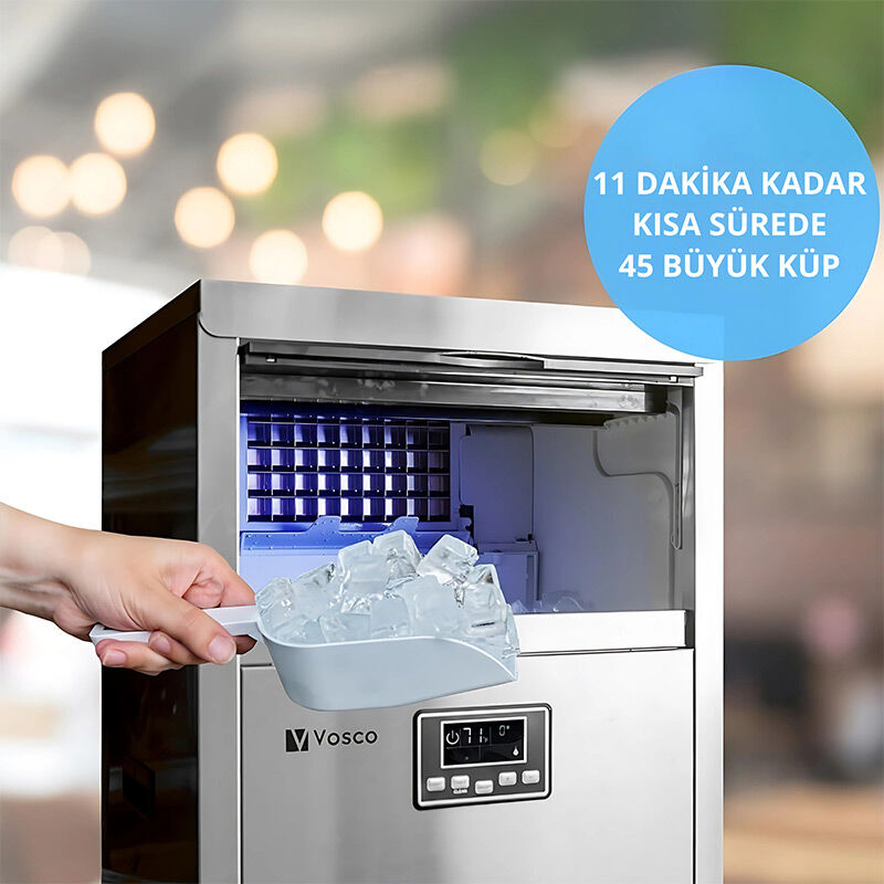 Vosco VSC-65/S Hazneli Küp Buz Makinesi, 65 kg/gün Kapasiteli - Vosco