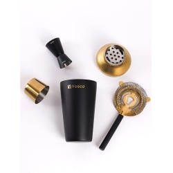 Vosco VSC-K3G 3 Piece Golden Bar Cocktail Set, Black - 3