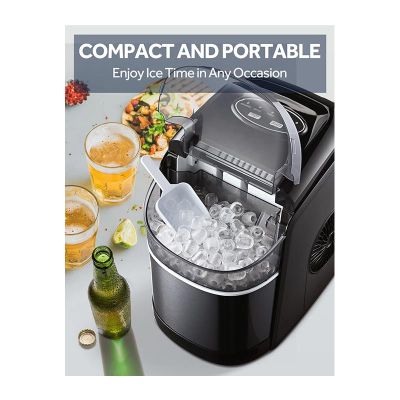 Vosco VSCB-12B Domestic Ice Machine with Reservoir, 12 kg/day Capacity, Black - Vosco