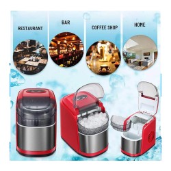 Vosco VSCB-12B Household Finger Ice Machine with Reservoir, 12 kg/day Capacity, Red - 5