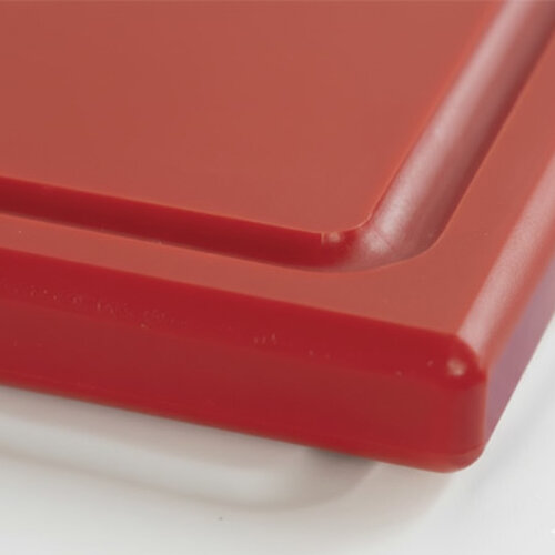 Yelkar YP 1401-3 Corrugated Round Corner and Edge Polyethylene Cutting Board, 30x40x1.5 cm, Red - 3