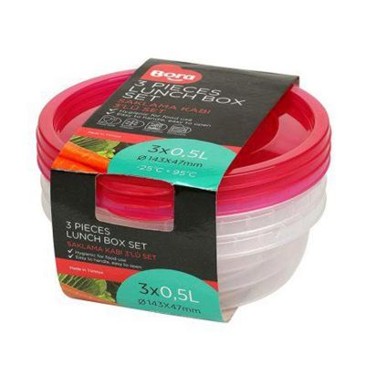 Bora Plastik Saklama Kabı, Yuvarlak, 3'lü Set, 500 ml - 1