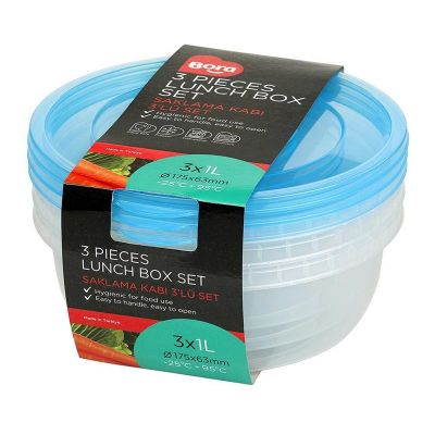 Bora Plastik Saklama Kabı, Yuvarlak, 3'lü Set, 1000 ml - 1