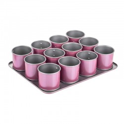 Zenker 7481 Creative Studio 12'li Mini Tart Tepsisi, Pembe - Thumbnail