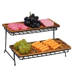 Zicco CH-034 Wooden Display Stand, Metal Leg, 35x35x18 cm - Zicco