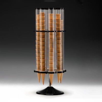 Zicco ZCP-803 Polikarbonat Döner Dondurma Külah Standı, 8'li, Akrilik Standlı, 30x78 cm - 1