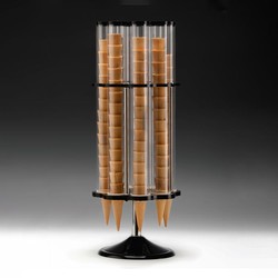 Zicco ZCP-803 Polikarbonat Döner Dondurma Külah Standı, 8'li, Akrilik Standlı, 30x78 cm - Zicco