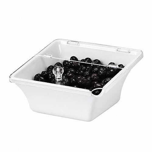 Zicco K-2300 وعاء عرض ميلامين مع غطاء، 22 × 22 × 8 × 11 سم، أبيض - Zicco