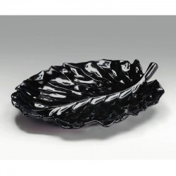 Zicco K-2700 Melamine Leaf Model Display Plate, 31x24 cm, Black - Zicco
