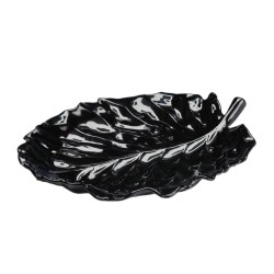 Zicco K-2800 Leaf Model Melamine Display Plate, 43x34 cm, Black - Zicco
