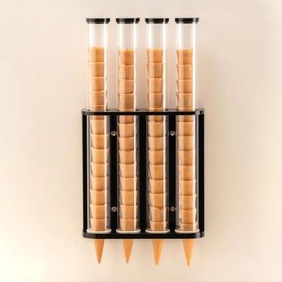 Zicco ZCP-801 Polikarbonat Dondurma Külah Standı, 4'lü, Akrilik Standlı, 10x32x57 cm - 1