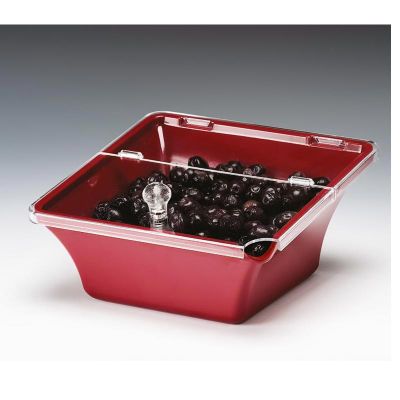 Zicco K-300 Kapaklı Melamin Teşhir Kase, 22x22x8-11 cm, Kırmızı - 1