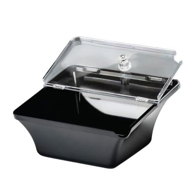 Zicco K-2300 Kapaklı Melamin Teşhir Kase, 22x22x8-11 cm, Siyah - 1