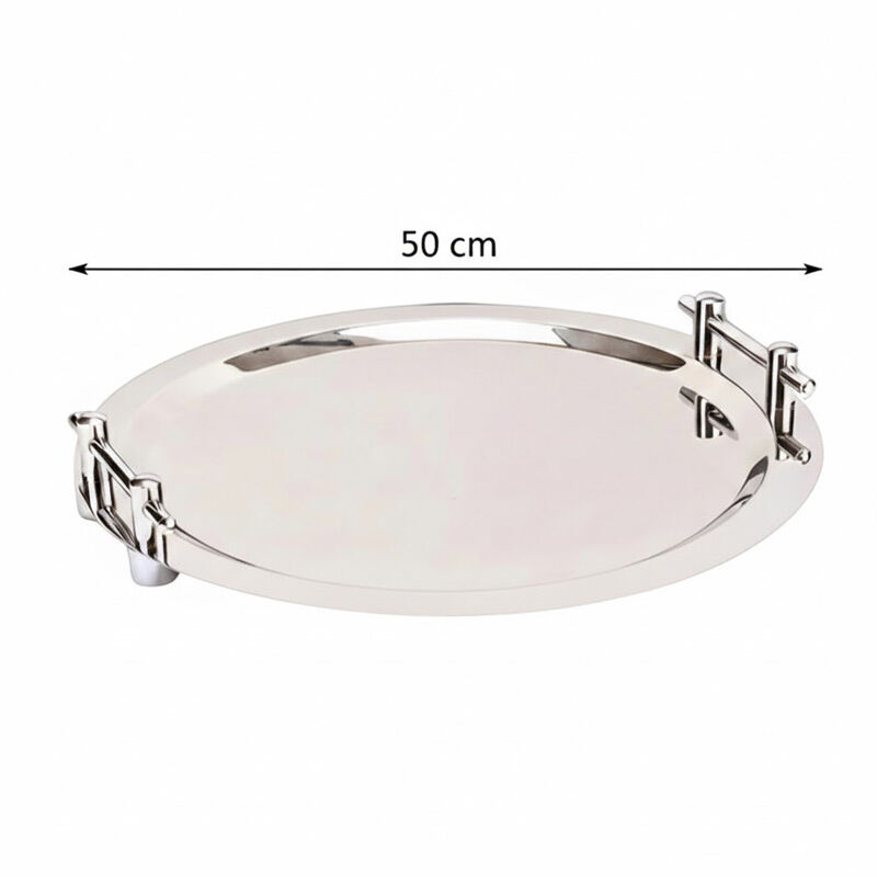 Zicco ZCP-075 Round Serving Tray with Steel Handles, 50 cm - Zicco