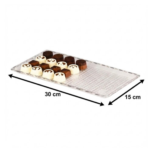 Zicco ZCP-224 صينية عرض شوكولاتة من البولي كربونات، 15 × 30 سم، شفافة - 2