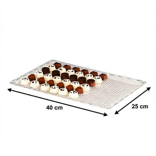 Zicco ZCP-229 صينية عرض شوكولاتة من البولي كربونات، 25 × 40 سم، شفاف - 2