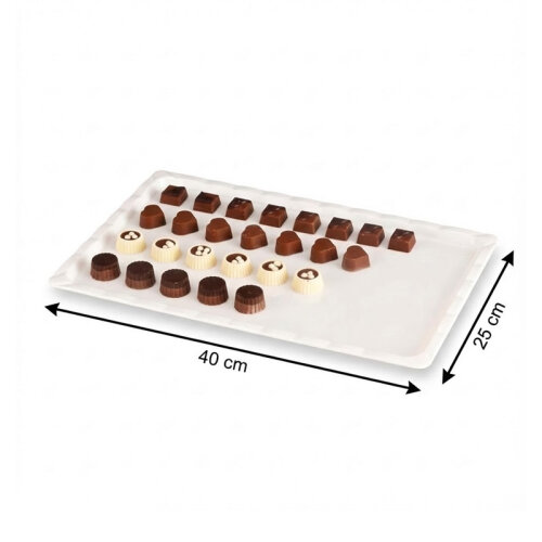 Zicco ZCP-229 صينية عرض شوكولاتة من البولي كربونات، 25 × 40 سم، أبيض - 2