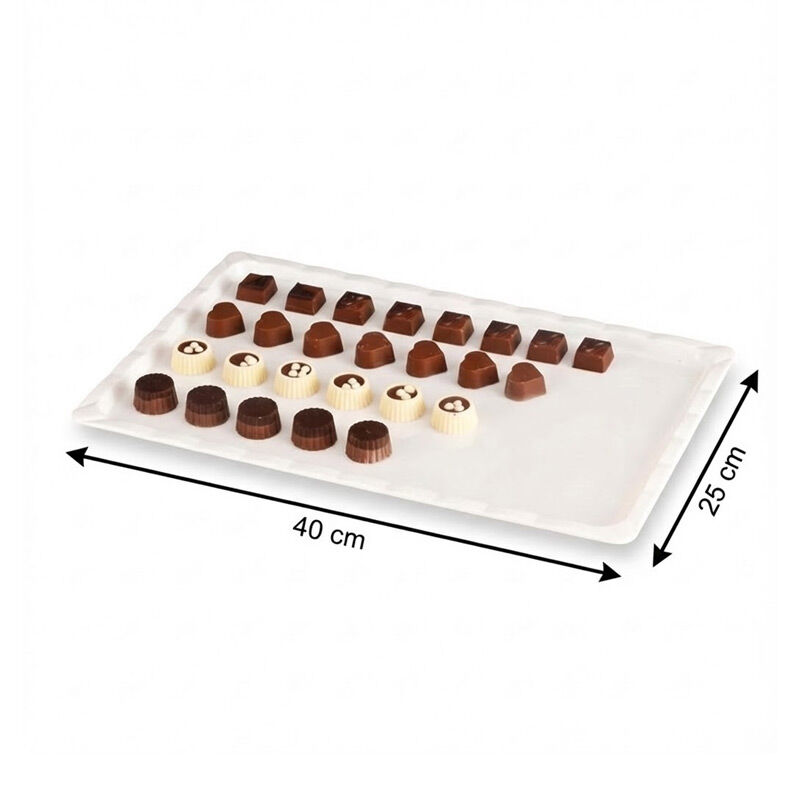 Zicco ZCP-229 صينية عرض شوكولاتة من البولي كربونات، 25 × 40 سم، أبيض - Zicco
