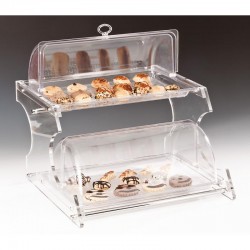 Zicco ZCP-270 Polycarbonate Display Stand with Rolltop Cover, 2 Layers, 42 cm - Zicco