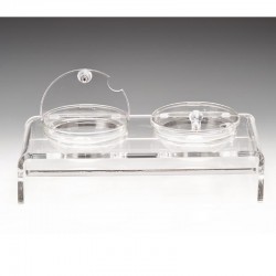 Zicco ZCP-287 حامل عرض من البولي كربونات مع غطاء وعاء زجاجي، 2 قطعة، 39 × 19 سم - Zicco